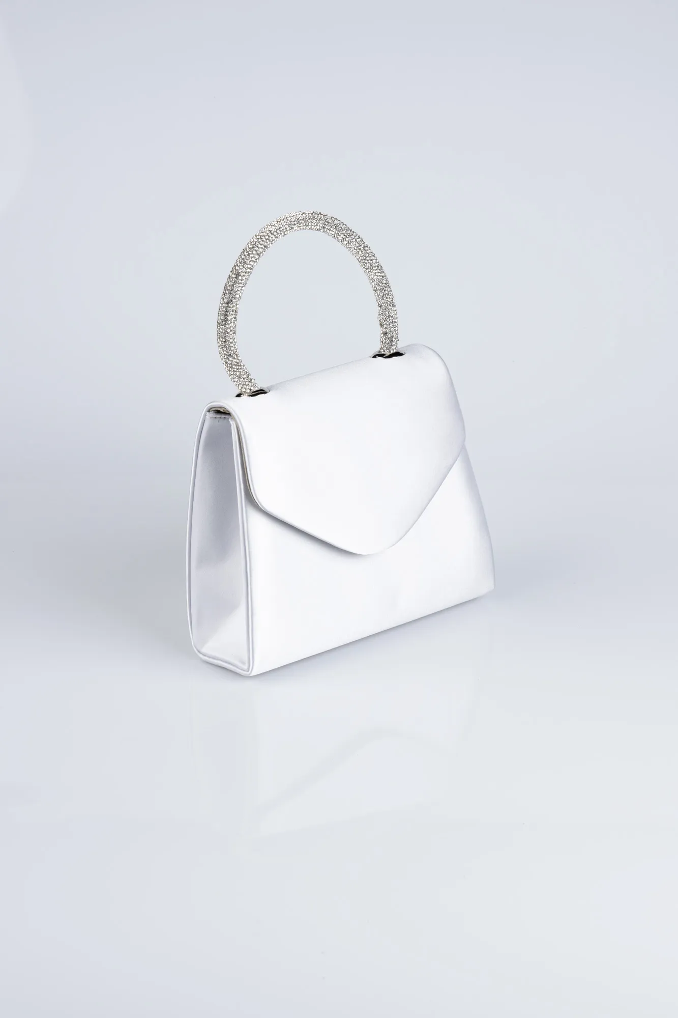 Silver-Satin Box Bag V436