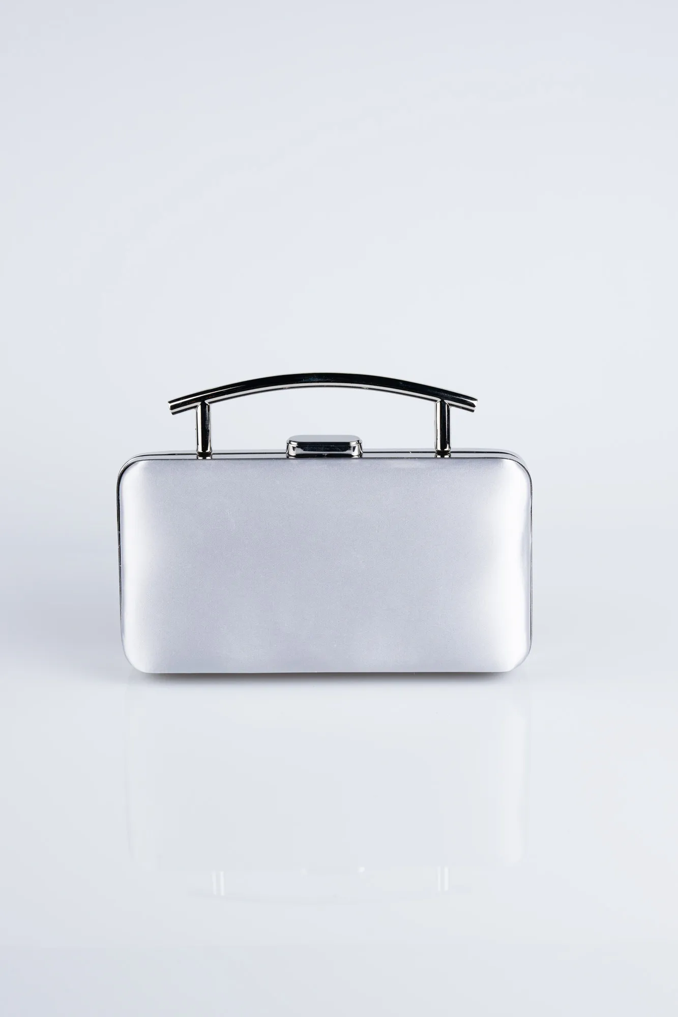 Silver-Satin Box Bag V756