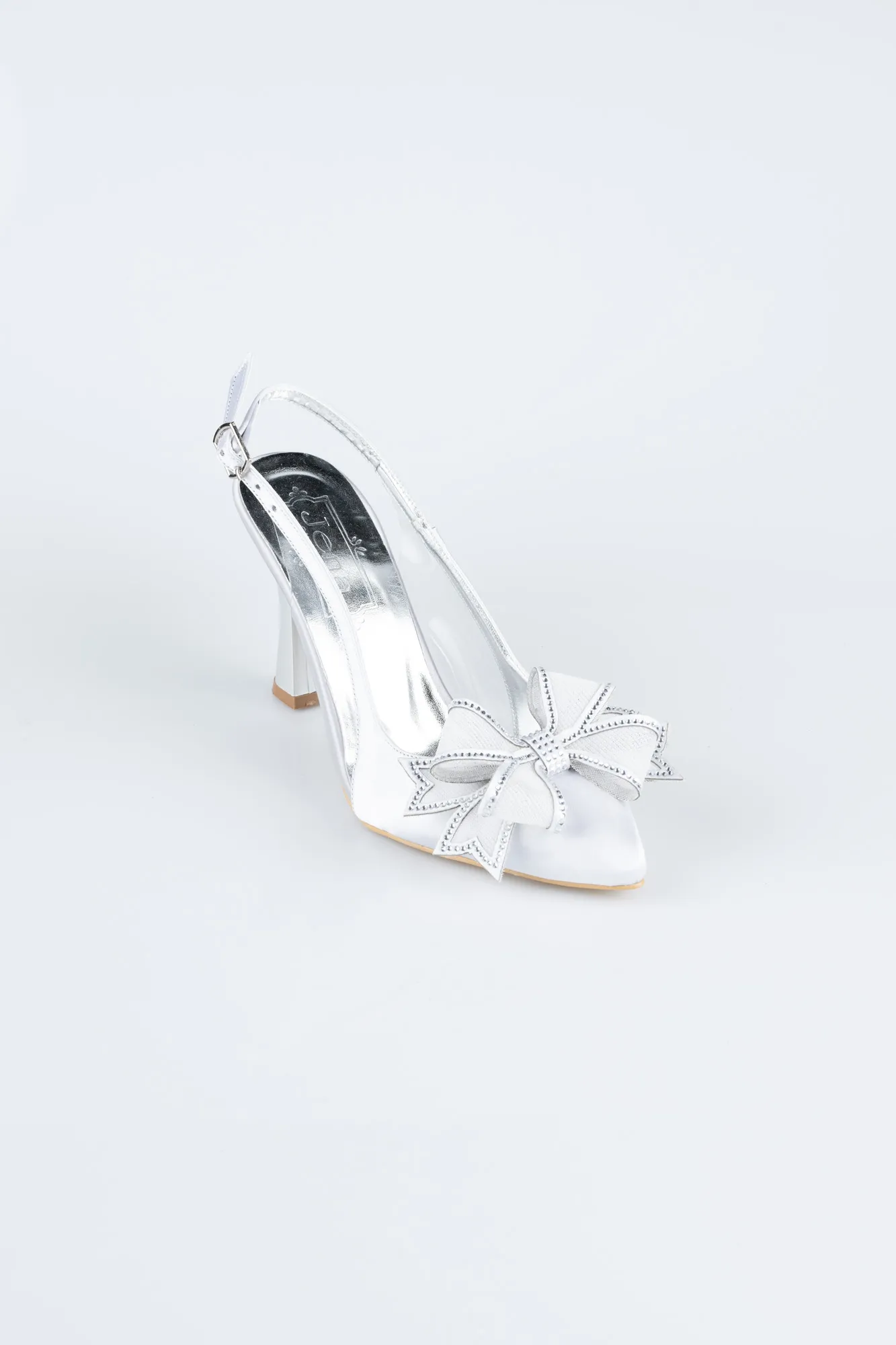 Silver-Satin Evening Shoe MJS4100