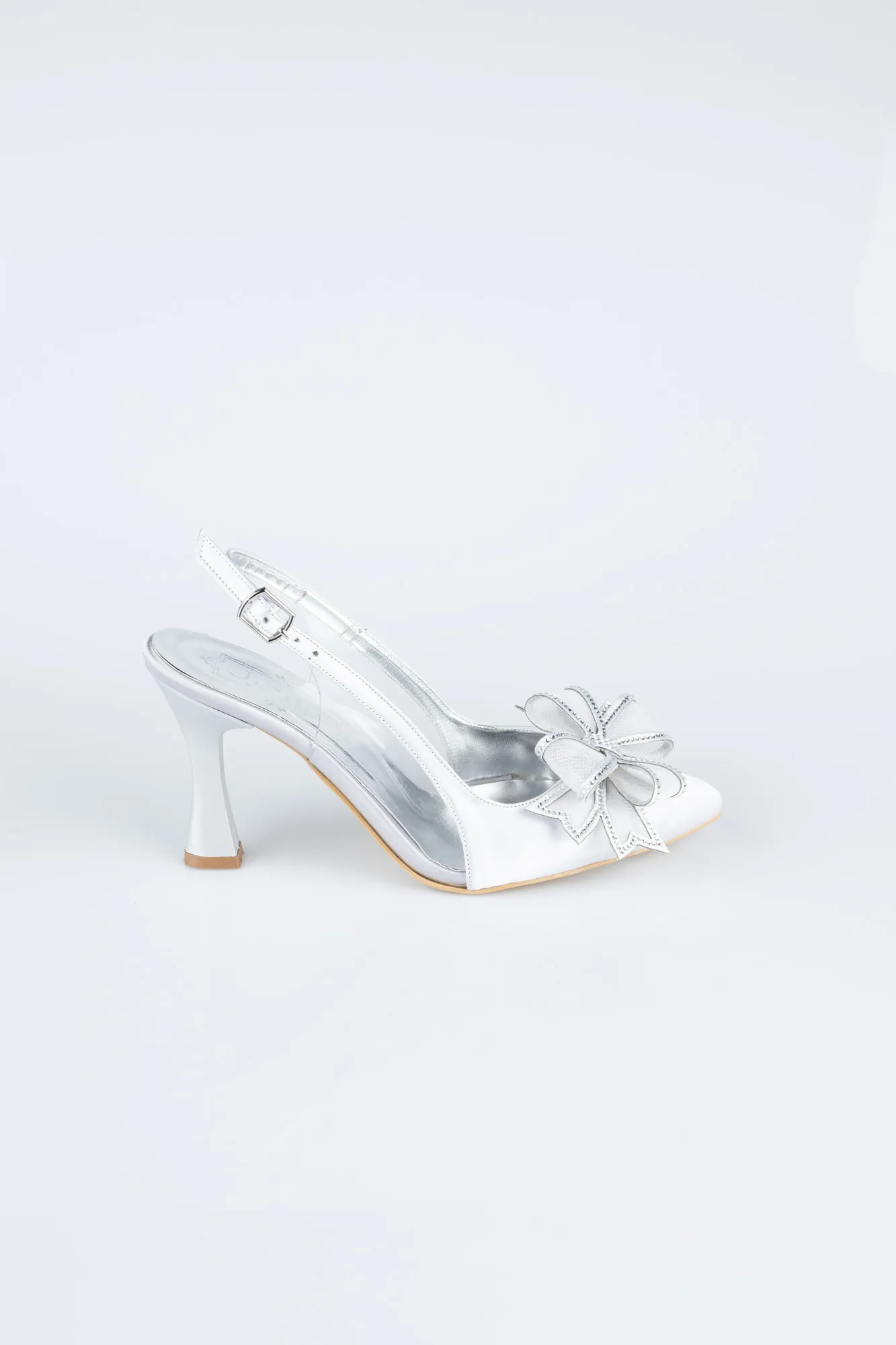 Silver-Satin Evening Shoe MJS4100