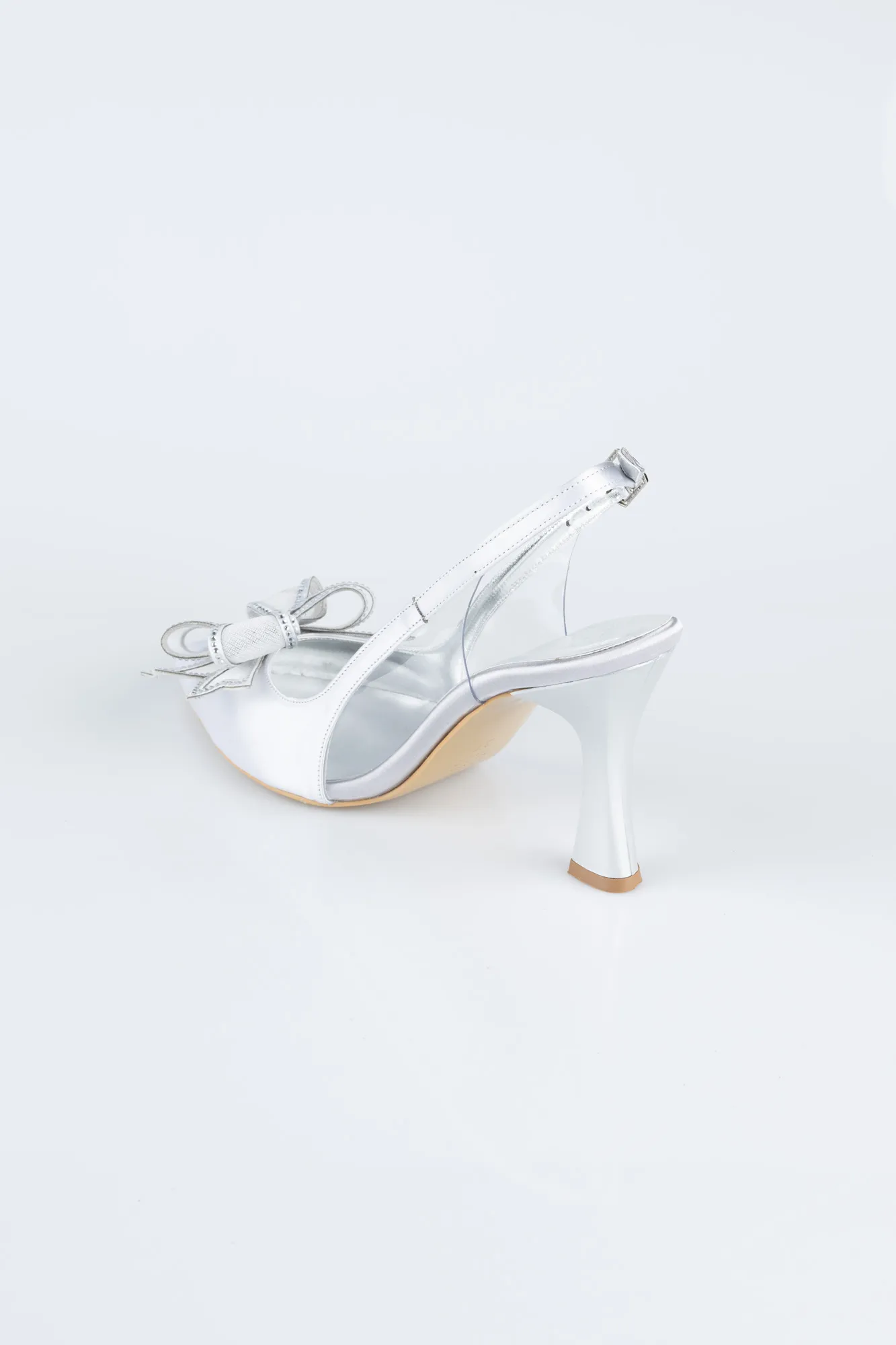 Silver-Satin Evening Shoe MJS4100