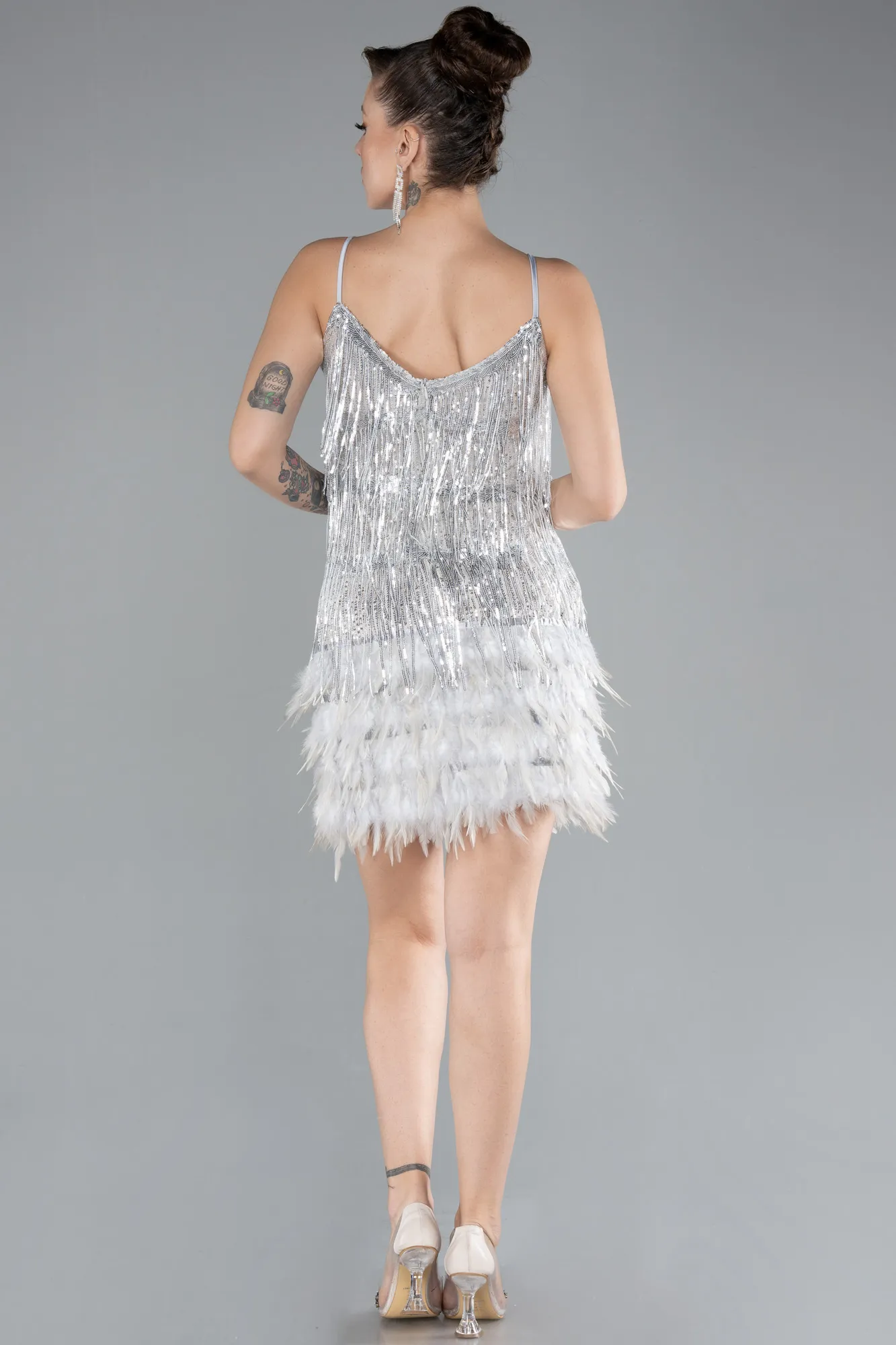 Silver-Short Invitation Dress ABK1629