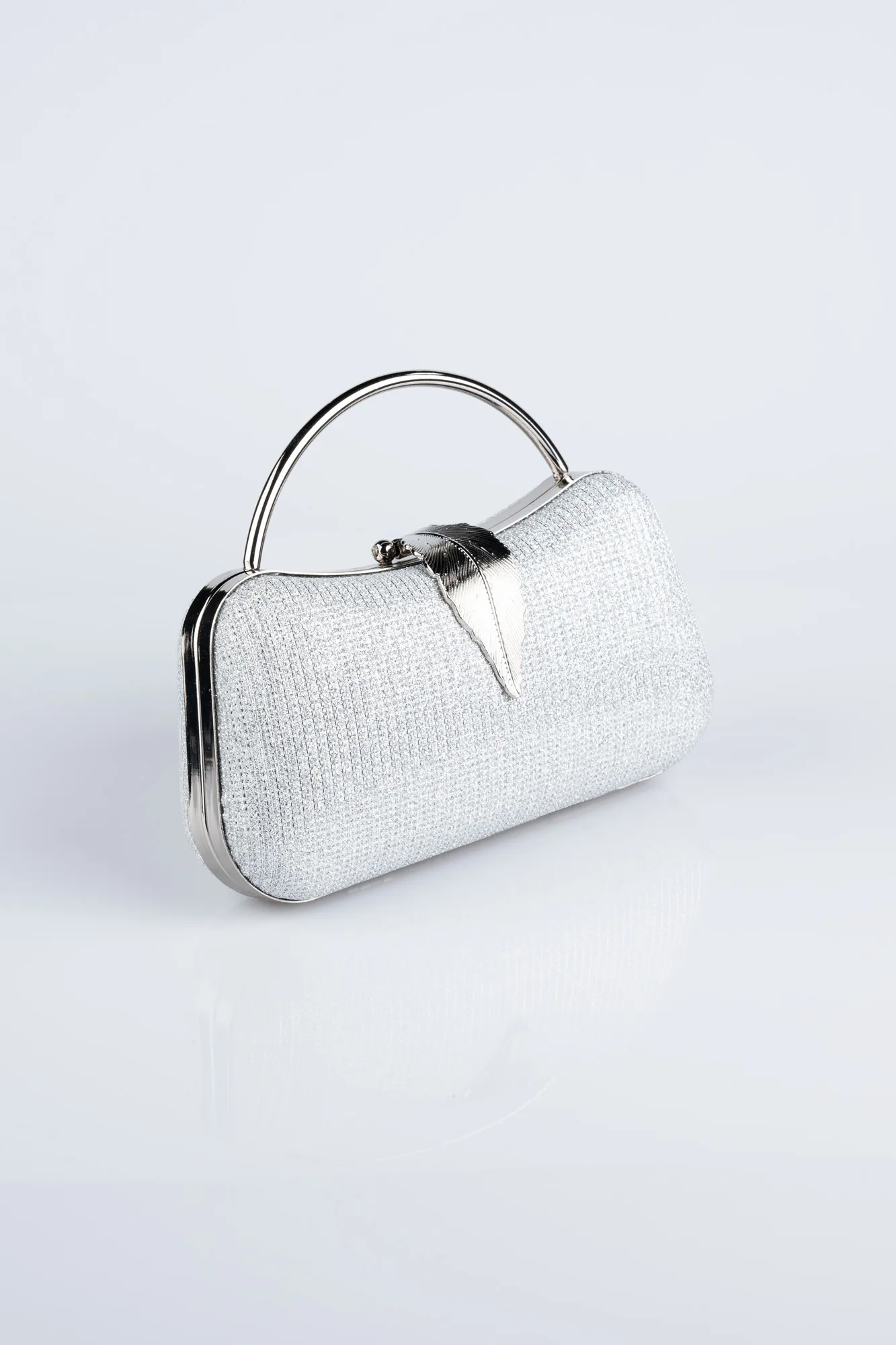 Silver-Silvery Box Bag V738