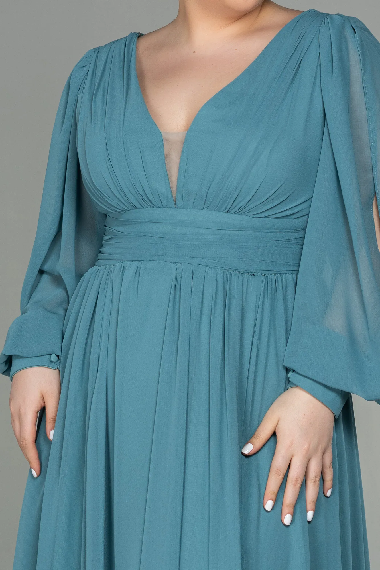 Turquoise-Long Chiffon Oversized Evening Dress ABU1988