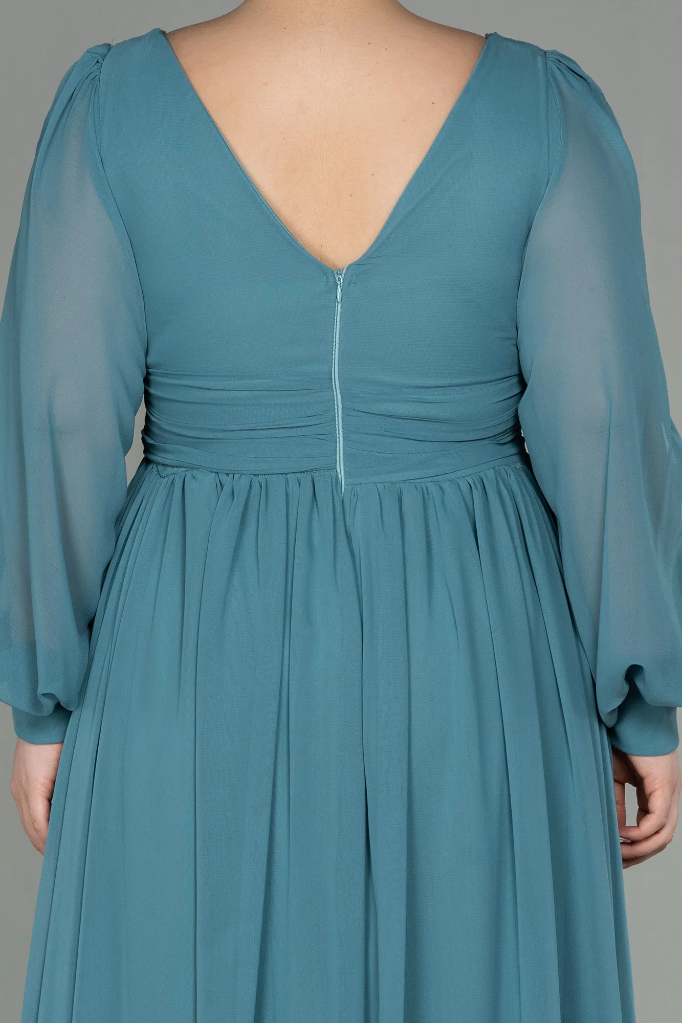 Turquoise-Long Chiffon Oversized Evening Dress ABU1988