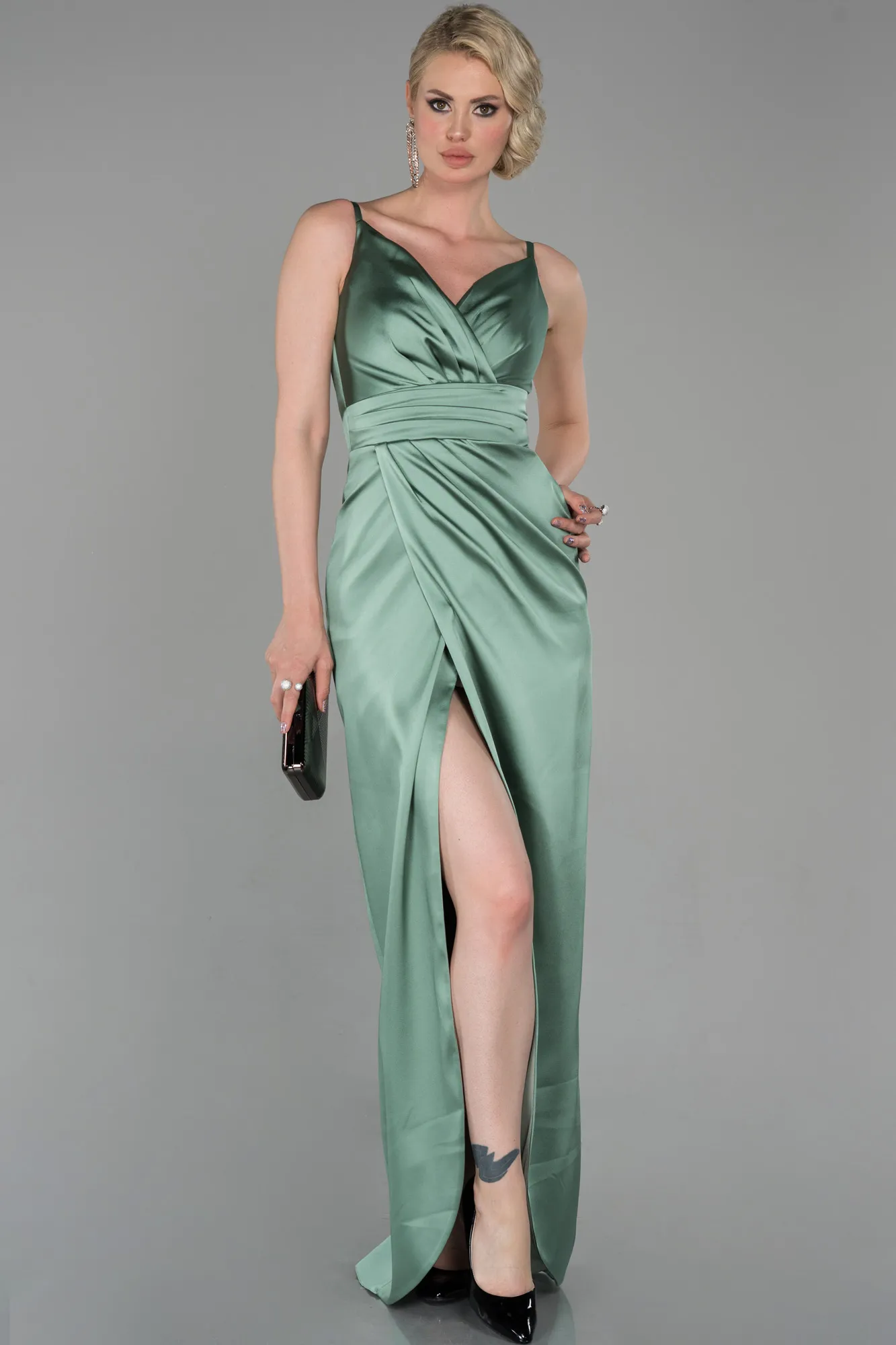 Turquoise-Long Engagement Dress ABU564