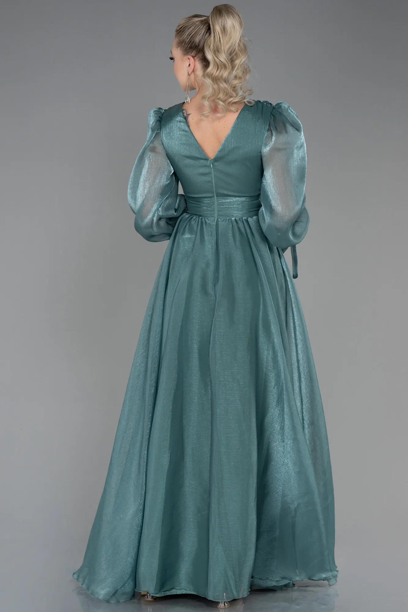 Turquoise-Long Evening Dress ABU1951