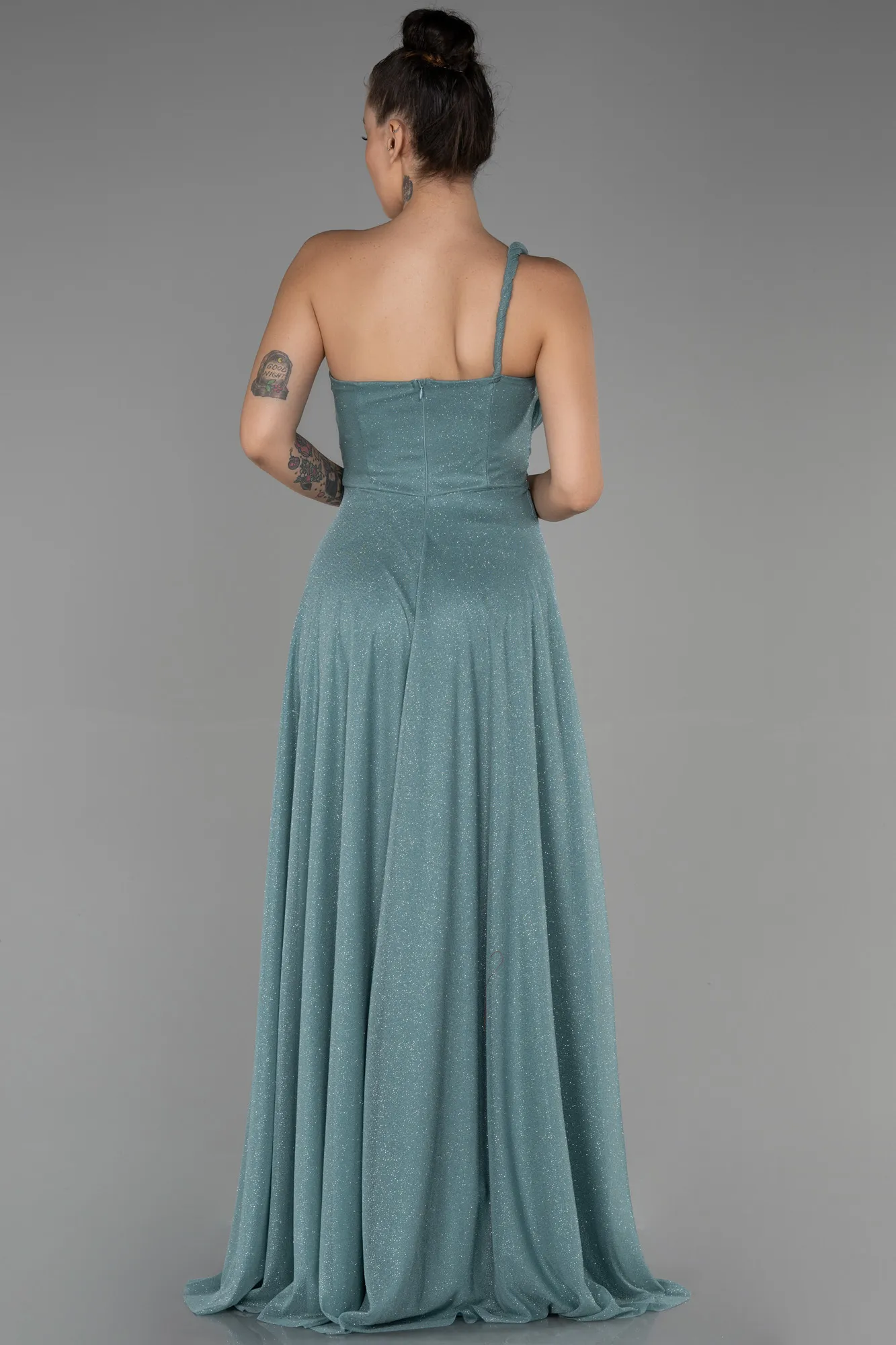 Turquoise-Long Evening Dress ABU2834