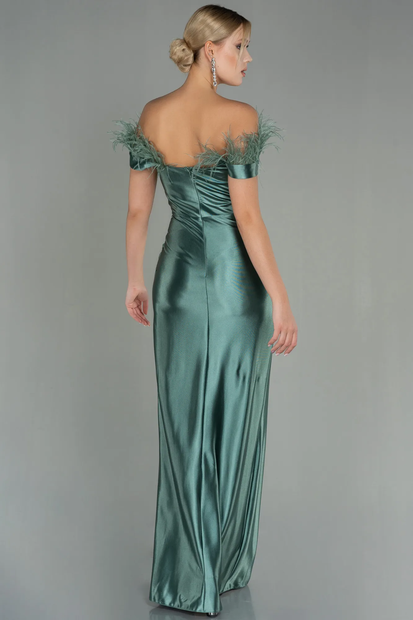 Turquoise-Long Evening Dress ABU2957