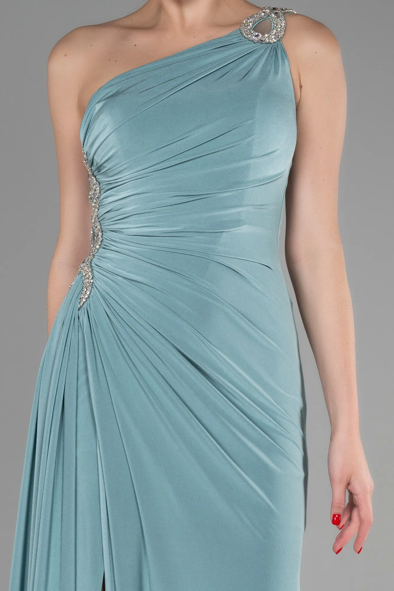 Turquoise-Long Evening Dress ABU2964