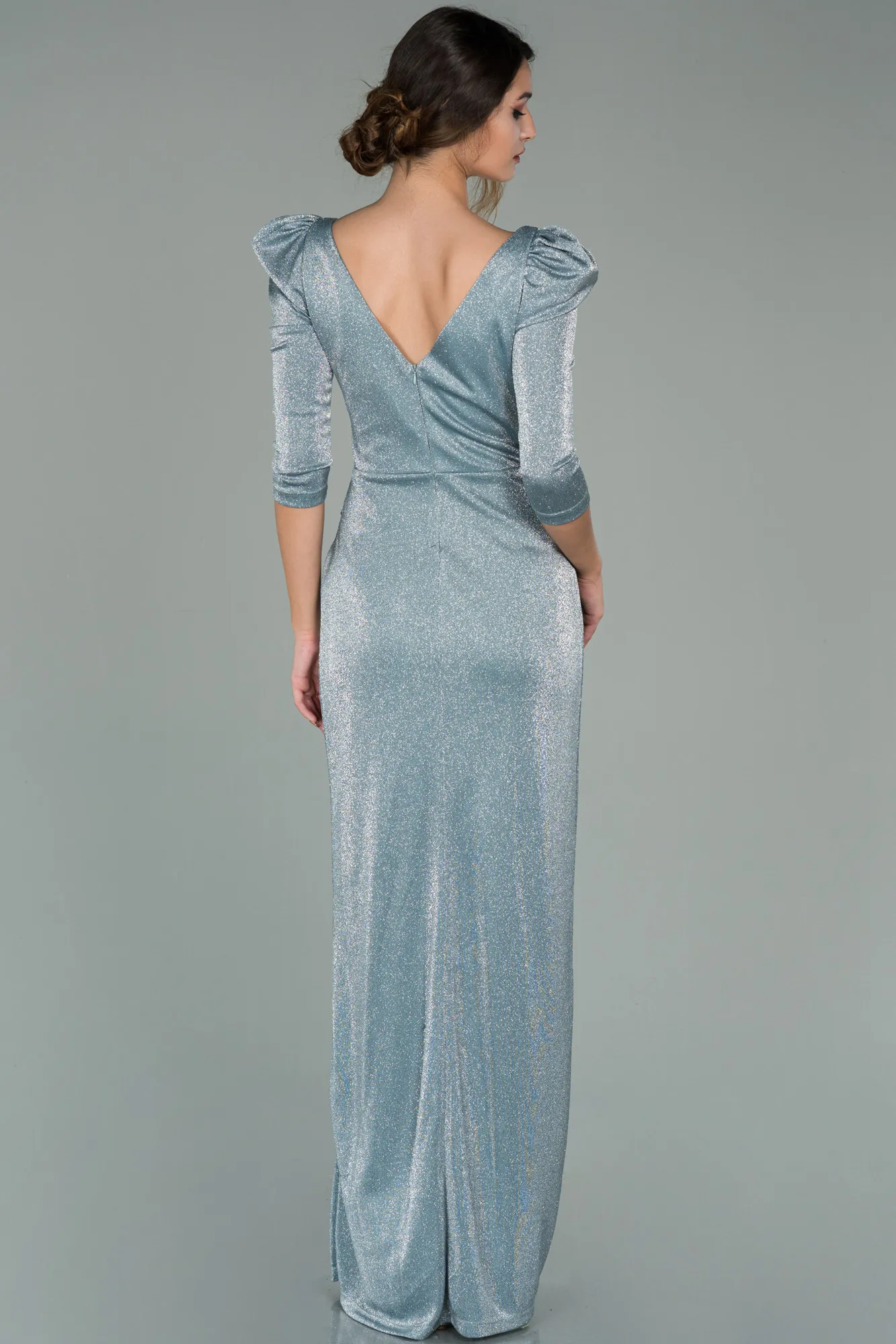 Turquoise-Long Evening Dress ABU3445