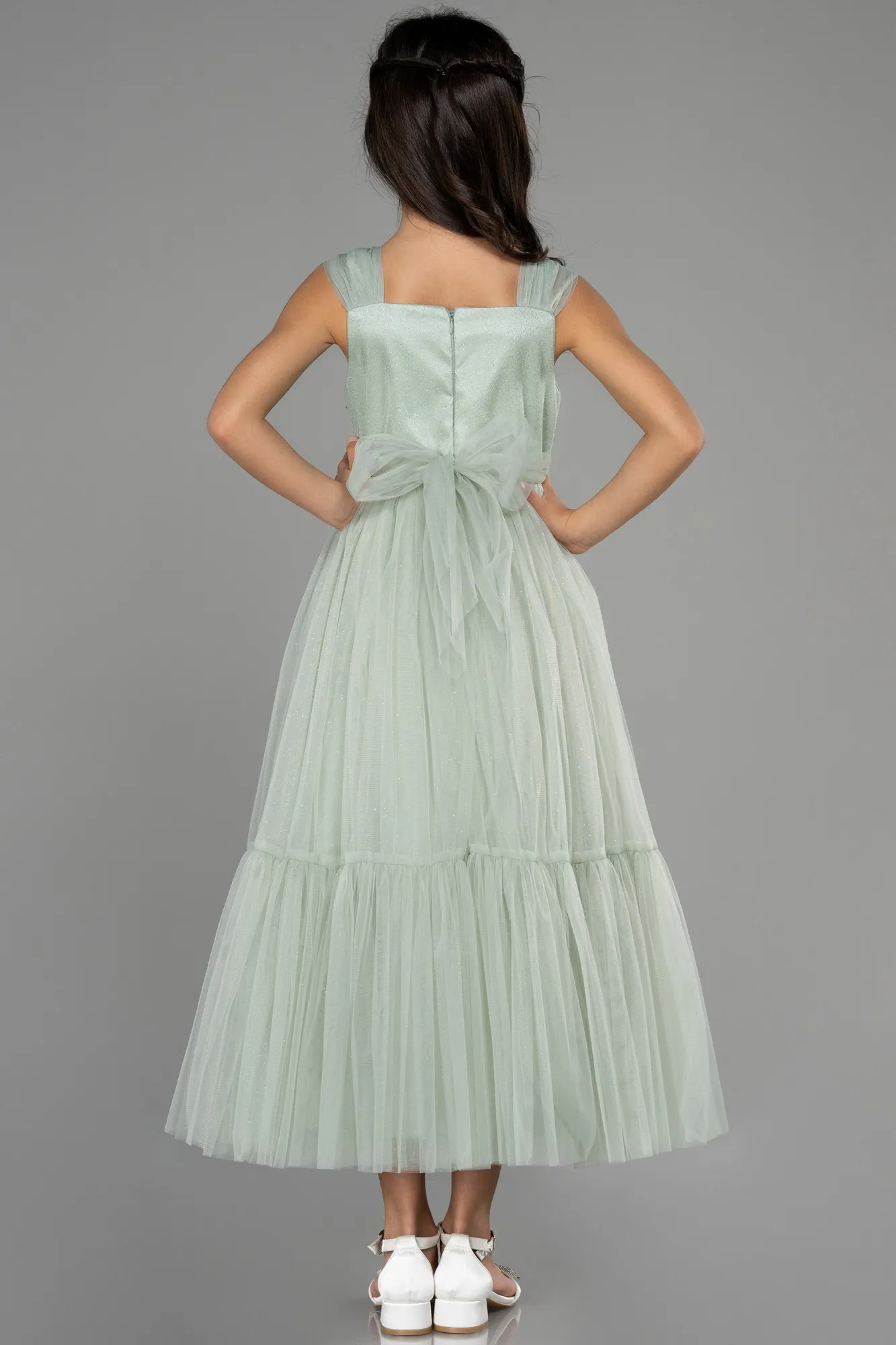 Turquoise-Long Girl Dress ABU3723