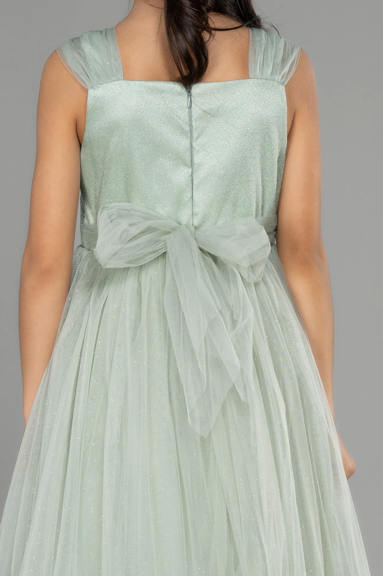 Turquoise-Long Girl Dress ABU3723