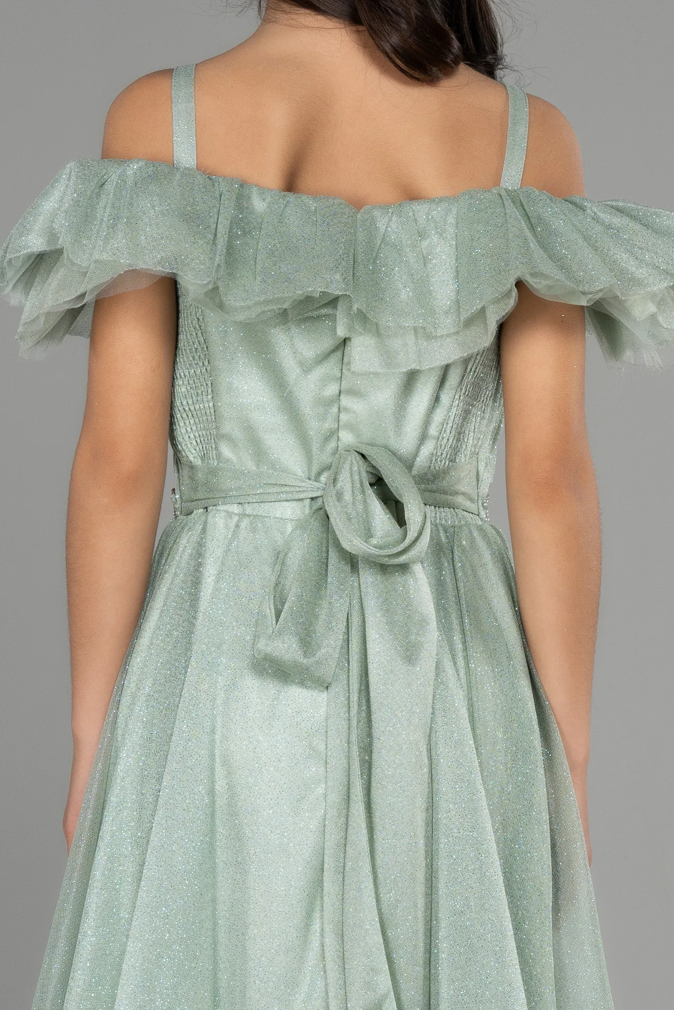 Turquoise-Long Girl Dress ABU3728