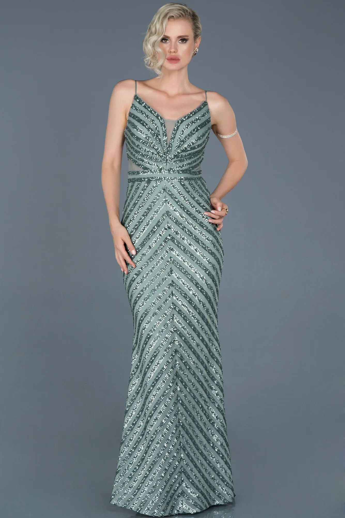 Turquoise-Long Mermaid Evening Dress ABU892