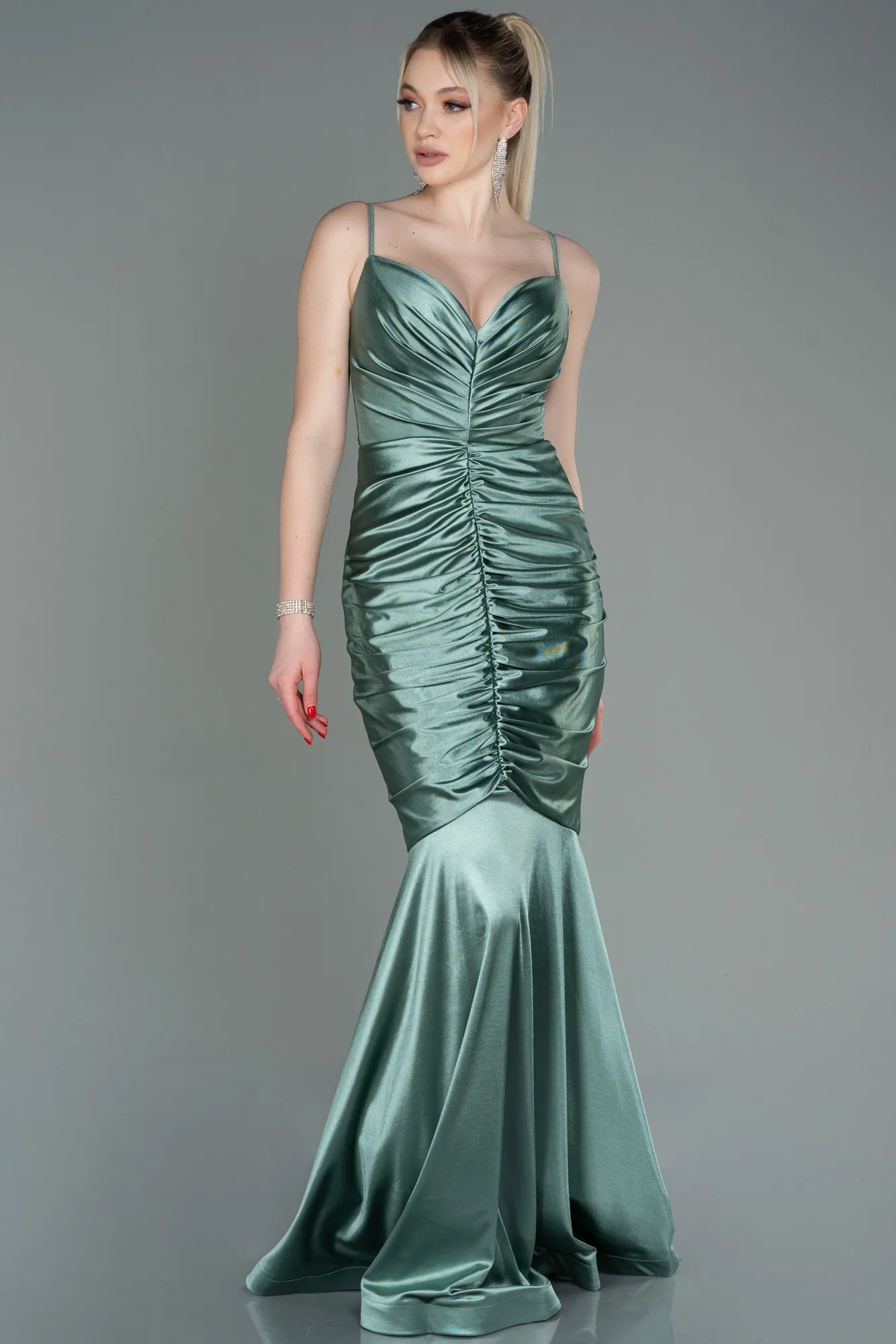 Turquoise-Long Mermaid Prom Dress ABU3121