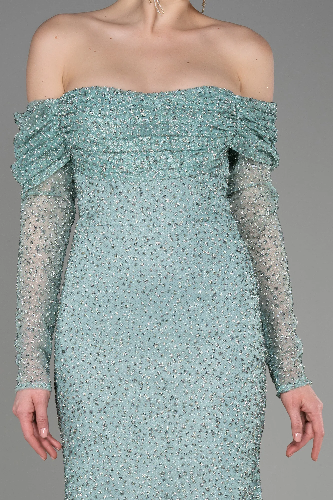 Turquoise-Long Mermaid Prom Dress ABU3777