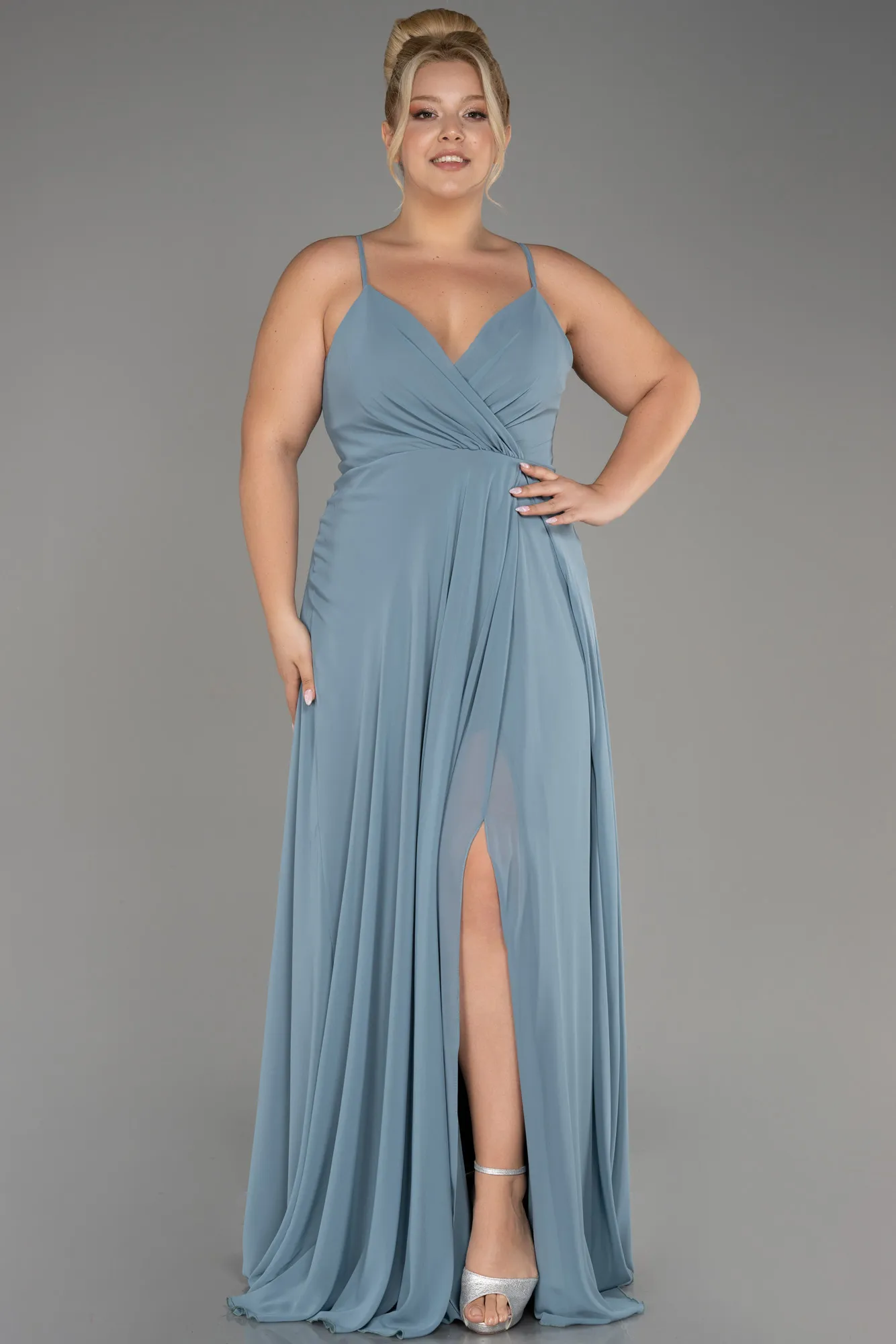 Turquoise-Long Plus Size Evening Dress ABU1324