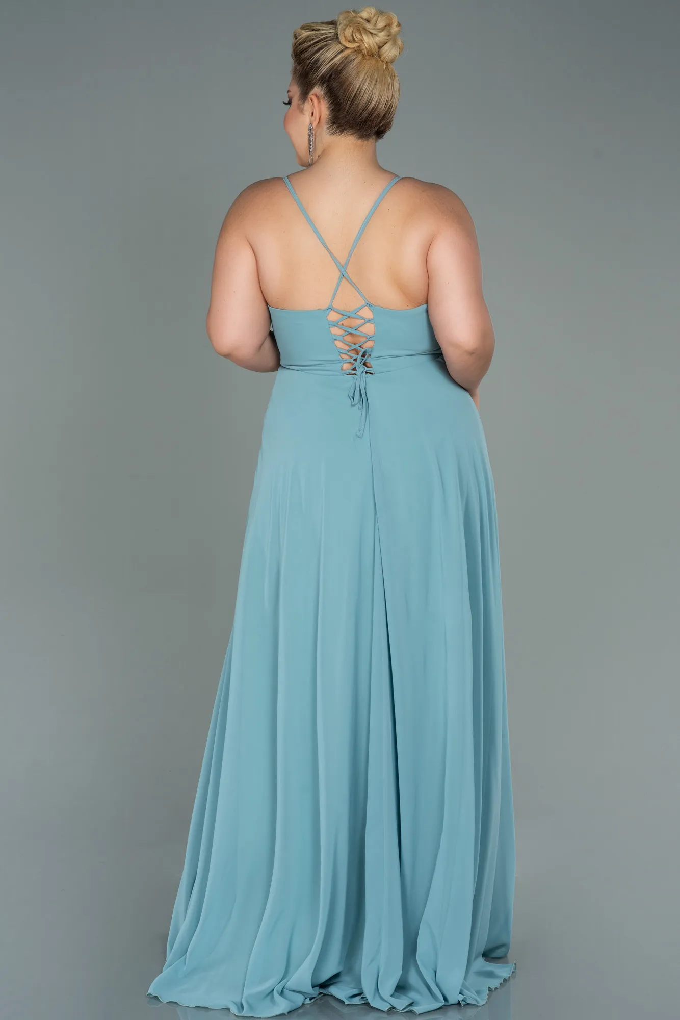 Turquoise-Long Plus Size Evening Dress ABU1324