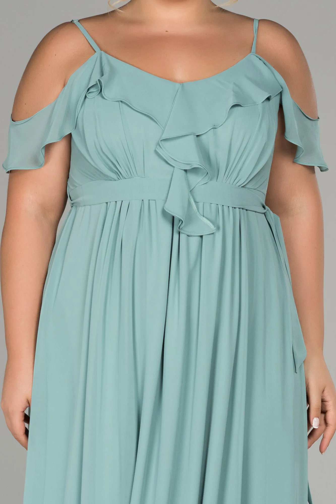 Turquoise-Long Plus Size Evening Dress ABU1449
