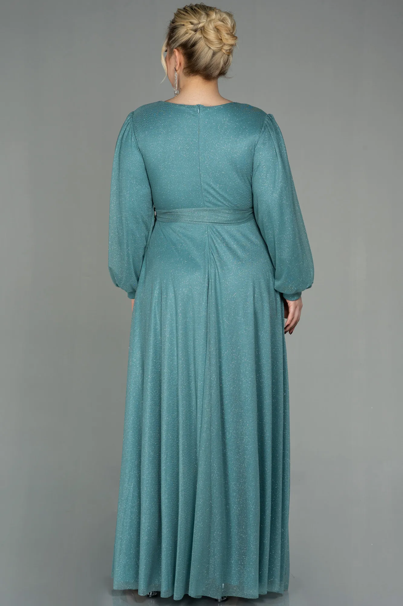 Turquoise-Long Plus Size Evening Dress ABU2962