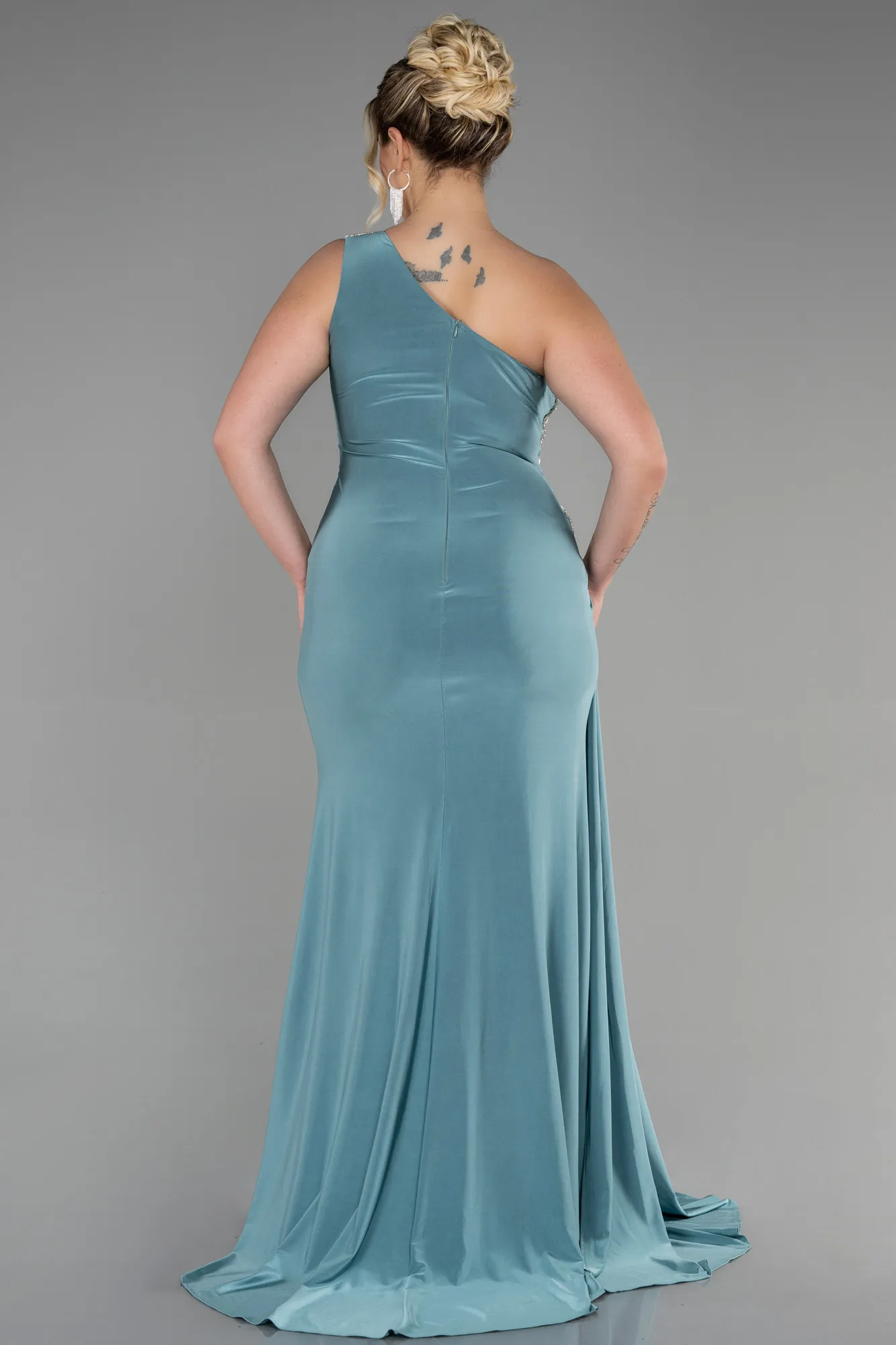 Turquoise-Long Plus Size Evening Dress ABU3132