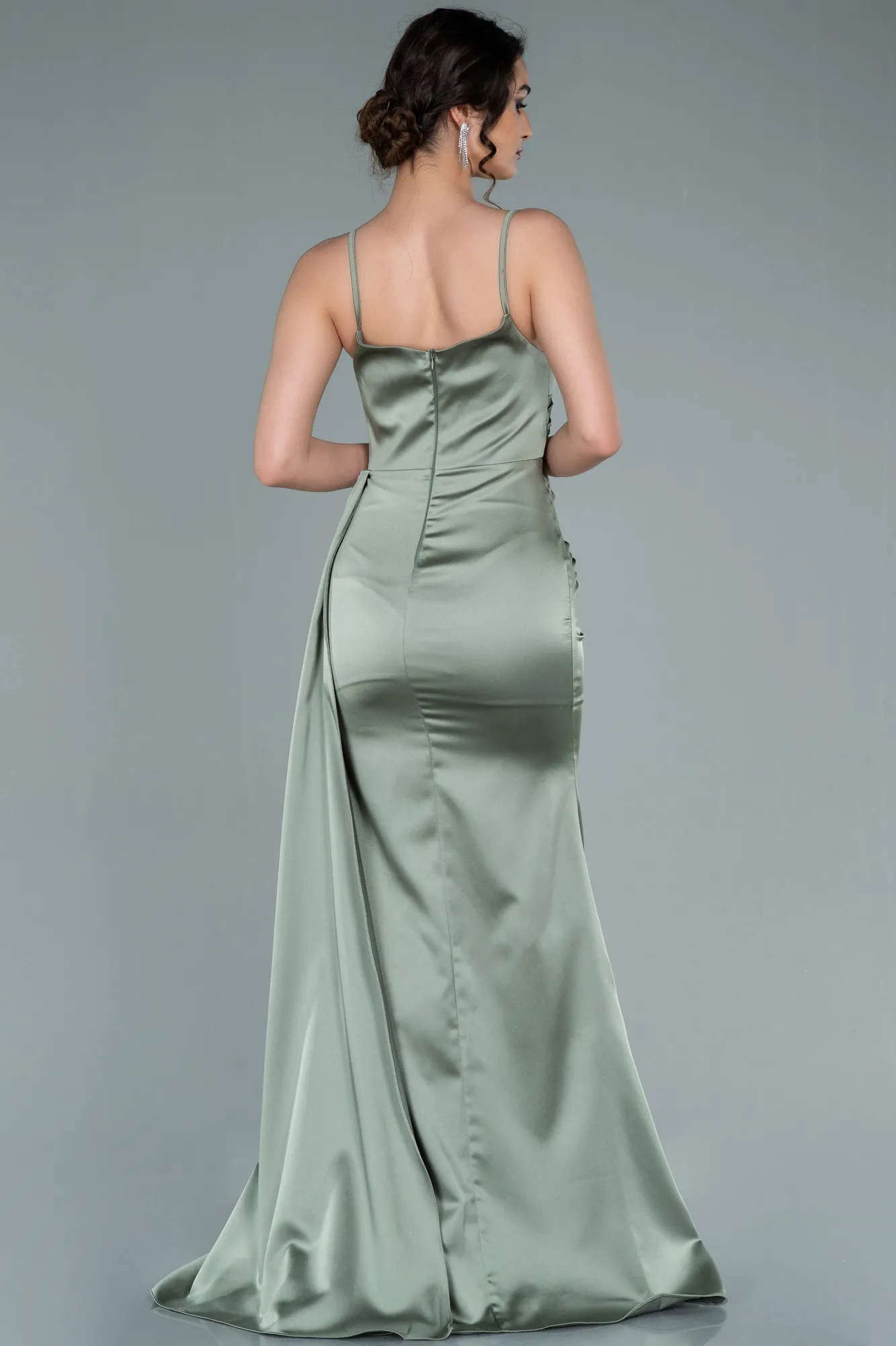 Turquoise-Long Satin Mermaid Evening Dress ABU1894