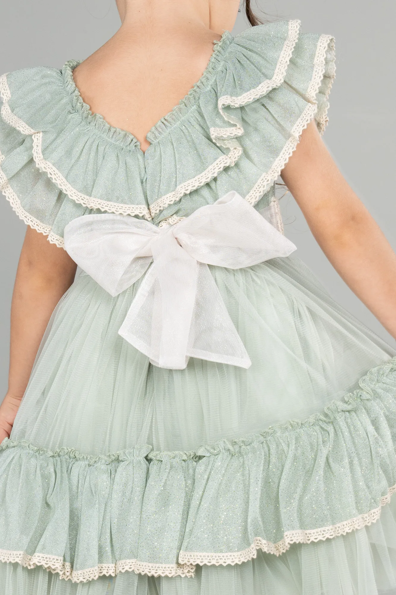 Turquoise-Short Girl Dress ABK1708