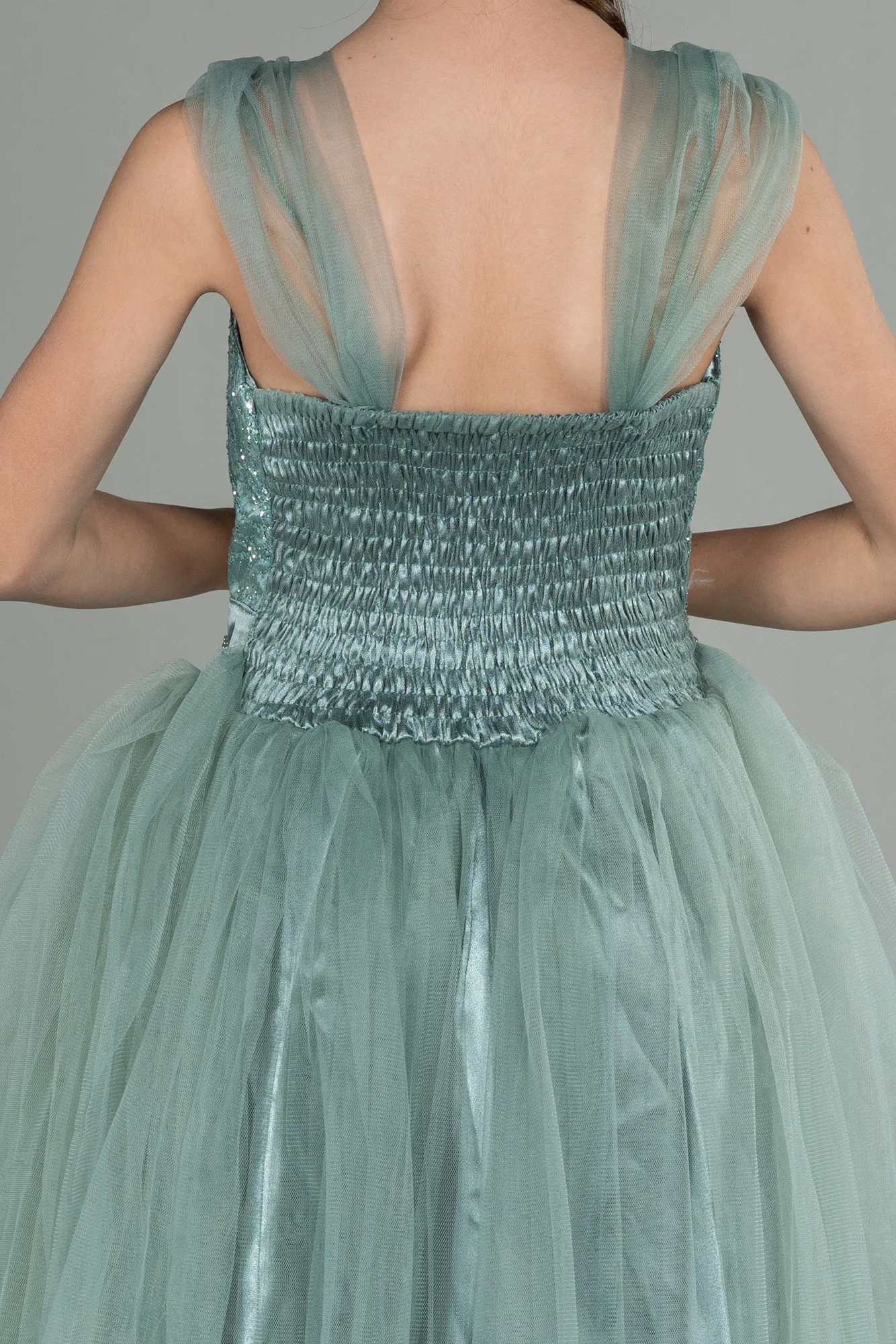 Turquoise-Short Girl Dress ABK1710