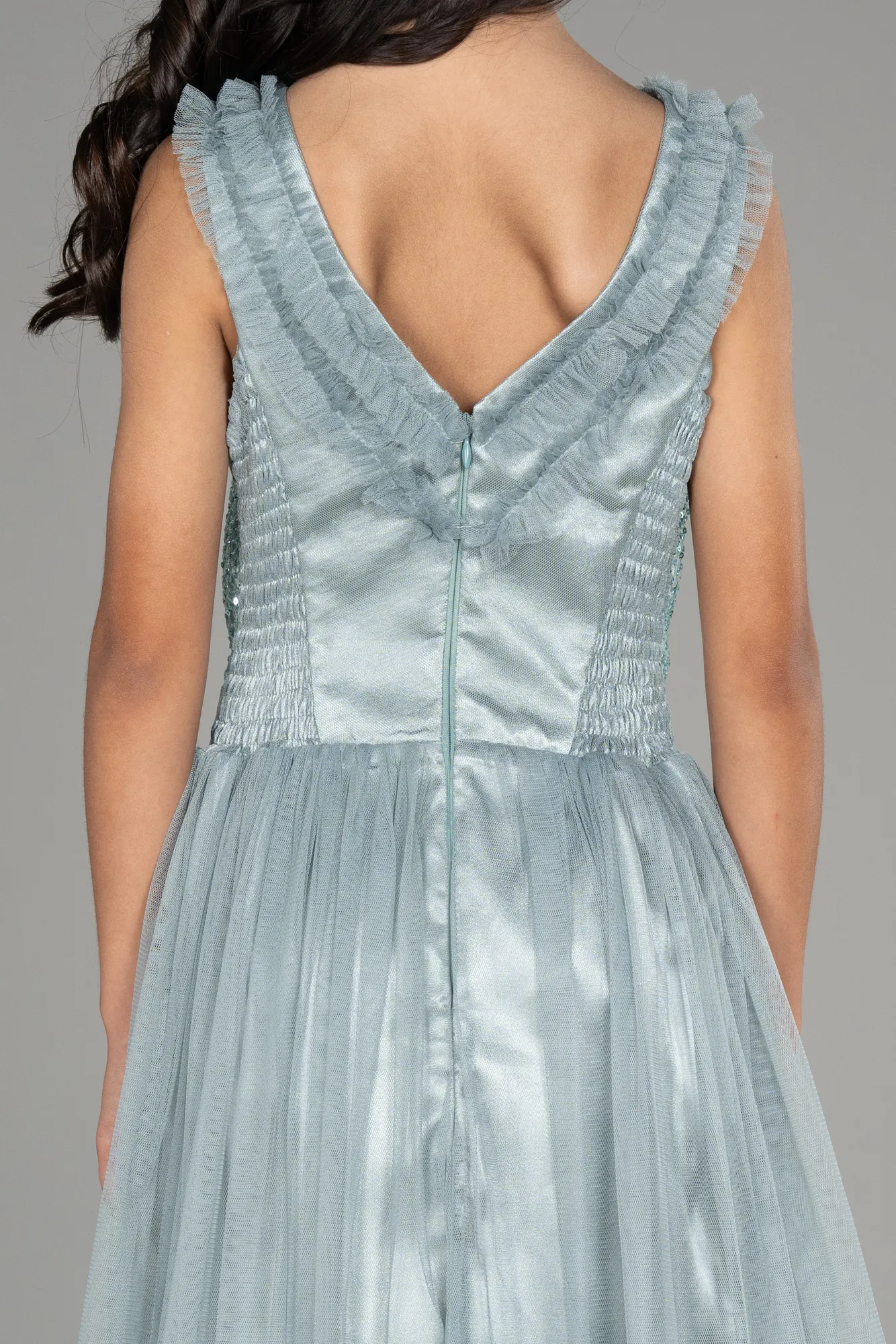 Turquoise-Short Girl Dress ABK1713