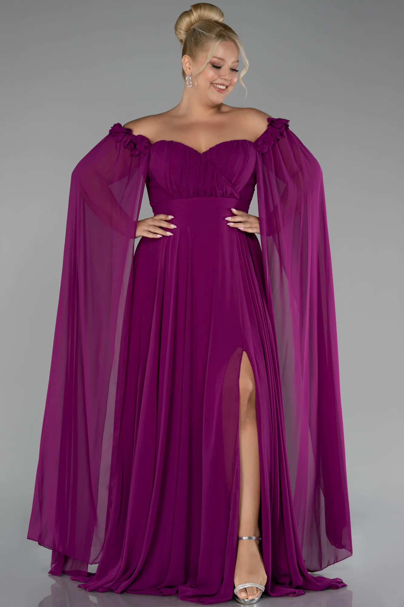 Violet-Long Chiffon Plus Size Evening Dress ABU3464