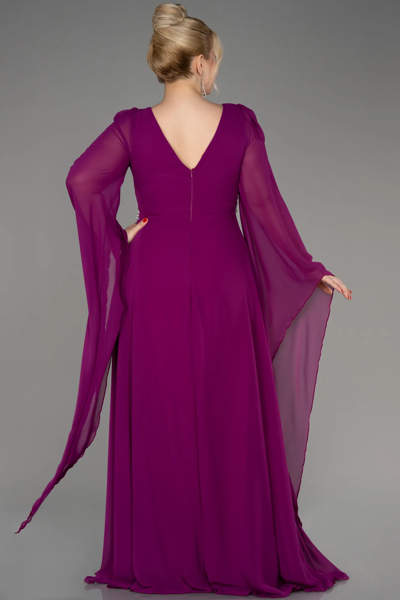 Violet-Long Chiffon Plus Size Evening Dress ABU3543