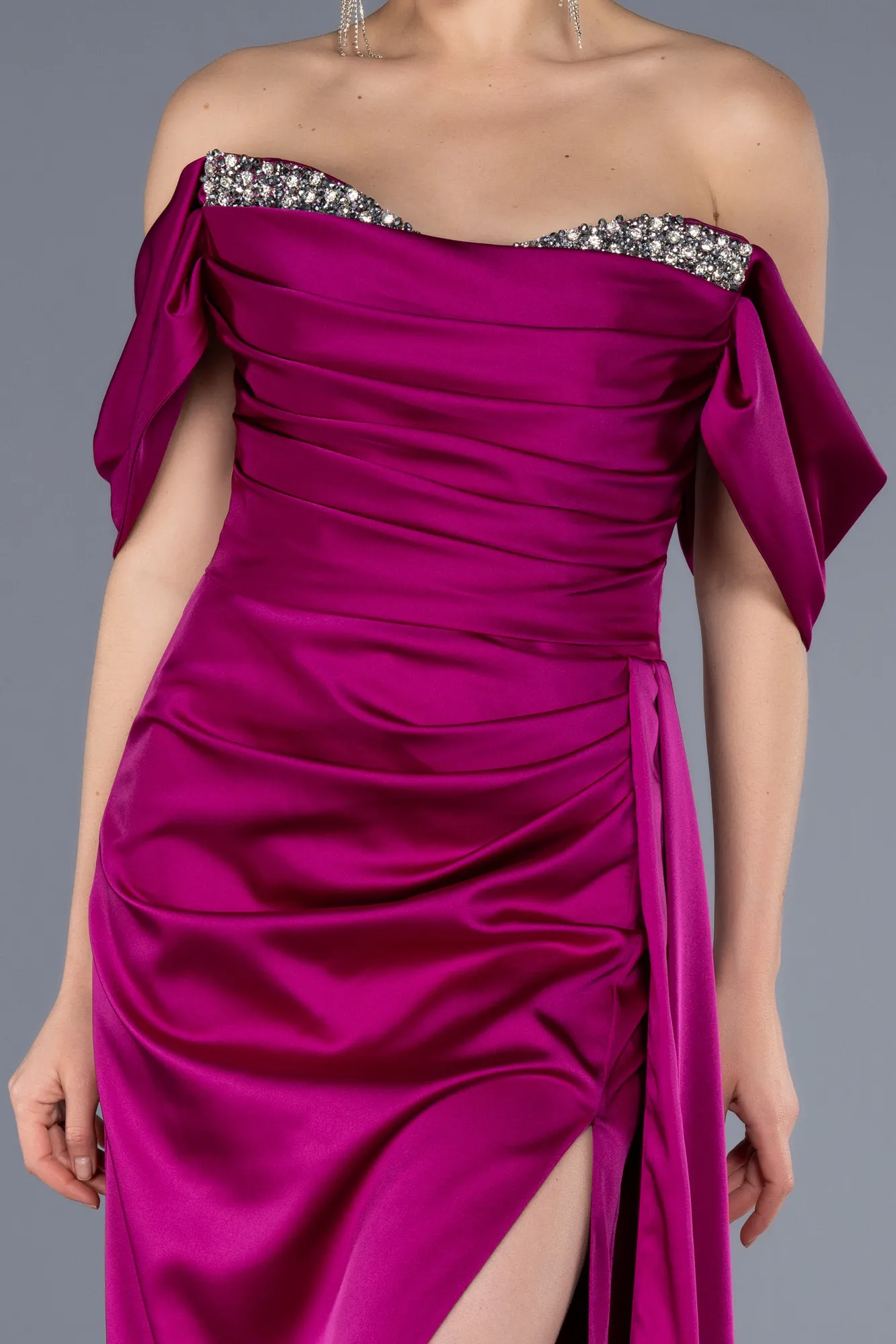 Violet-Long Satin Evening Dress ABU2661