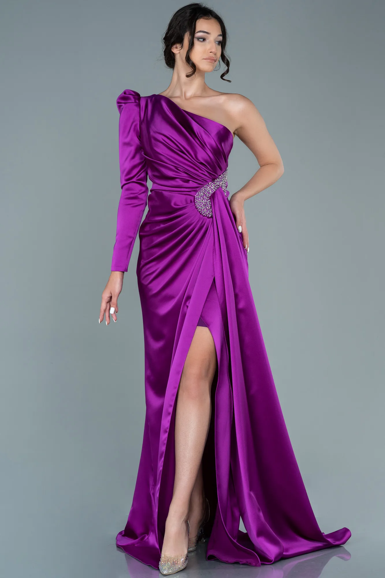 Violet-Long Satin Evening Dress ABU2676