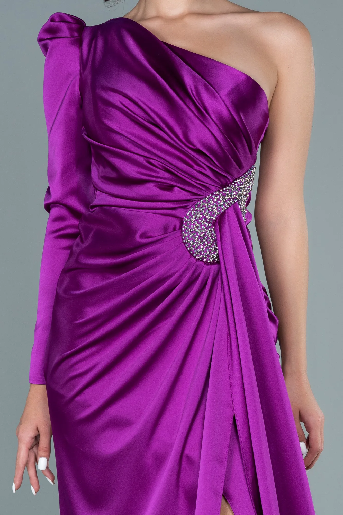 Violet-Long Satin Evening Dress ABU2676