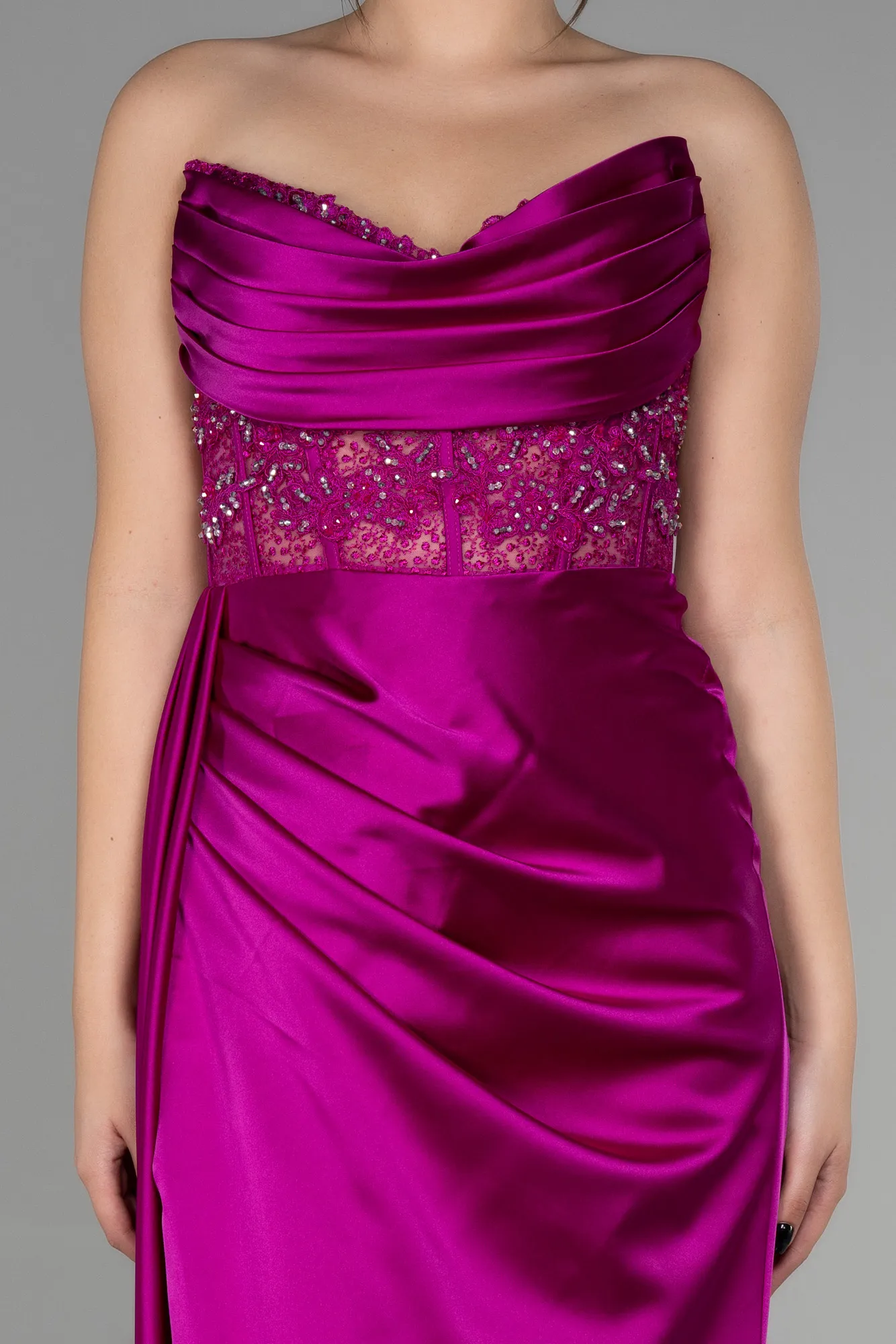 Violet-Long Satin Evening Dress ABU3447