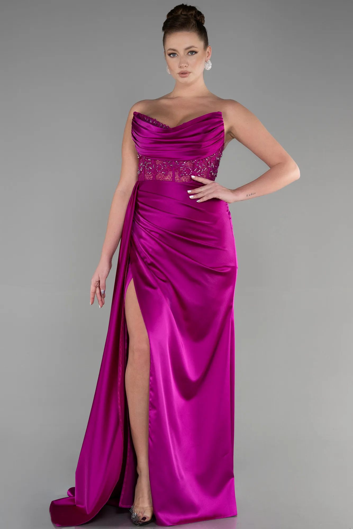 Violet-Long Satin Evening Dress ABU3587
