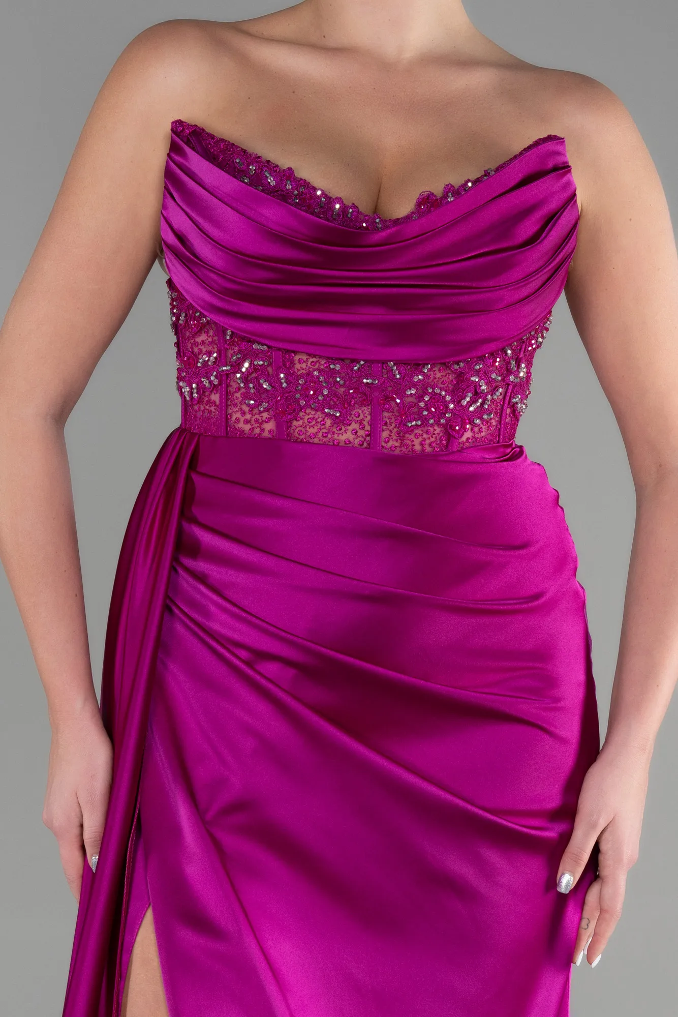 Violet-Long Satin Evening Dress ABU3587