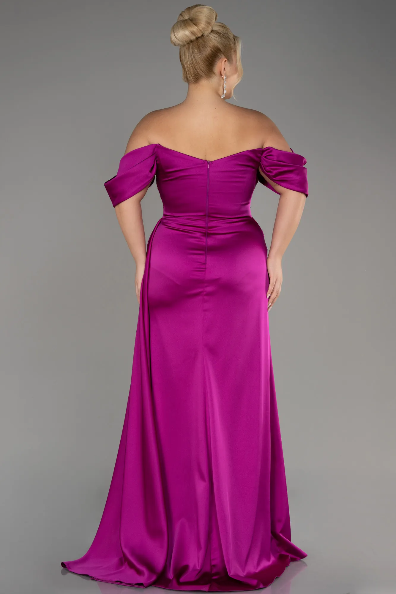 Violet-Long Satin Plus Size Engagement Dress ABU3655