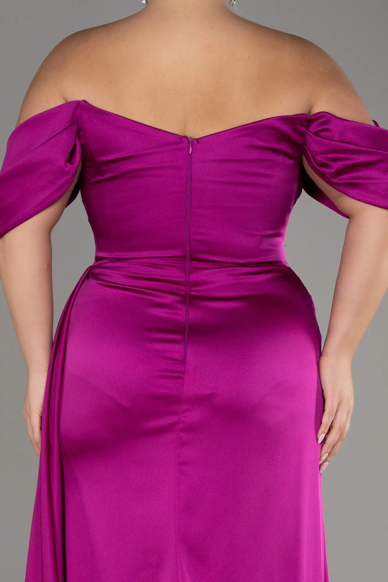 Violet-Long Satin Plus Size Engagement Dress ABU3655