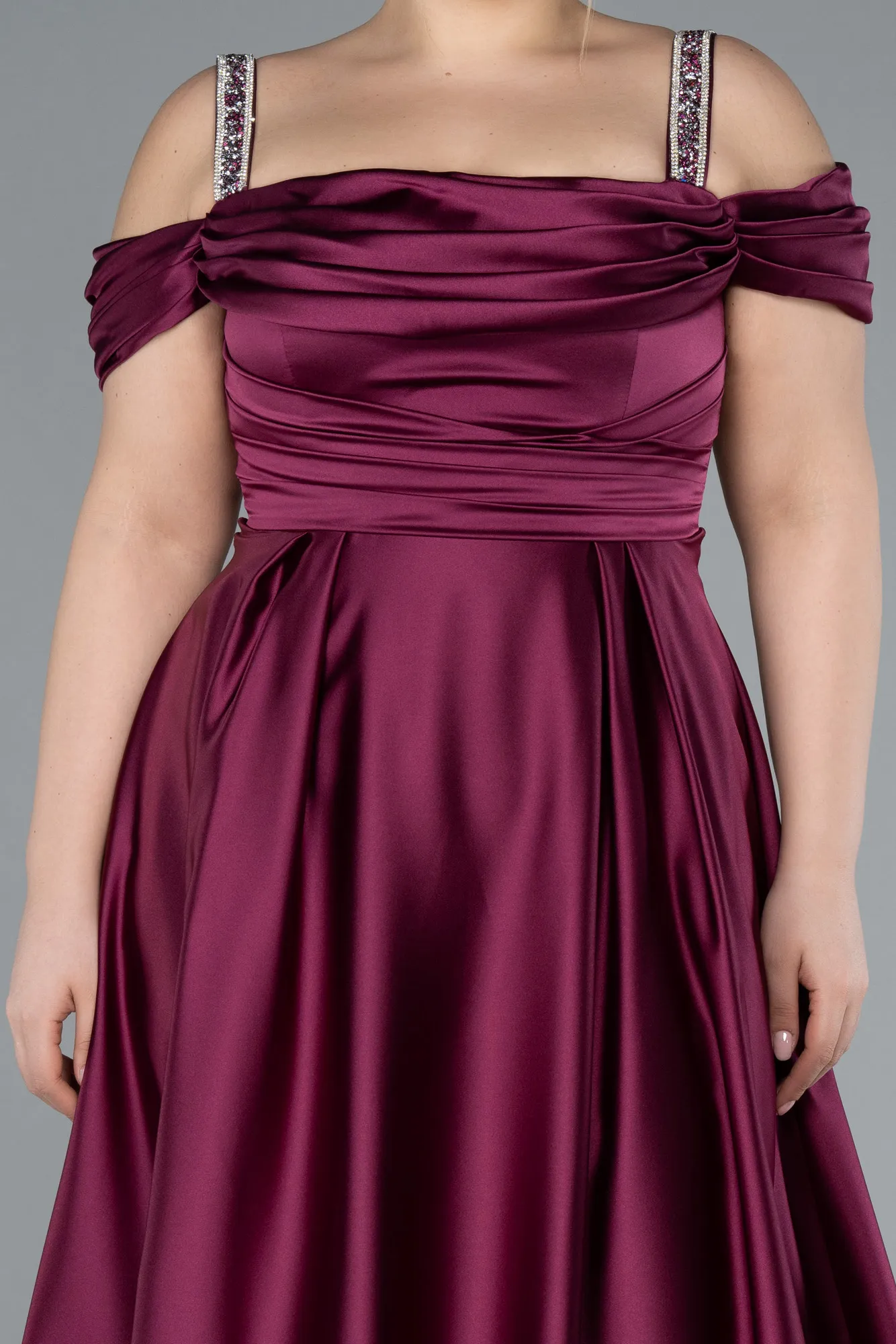 Violet-Long Satin Plus Size Evening Dress ABU3277