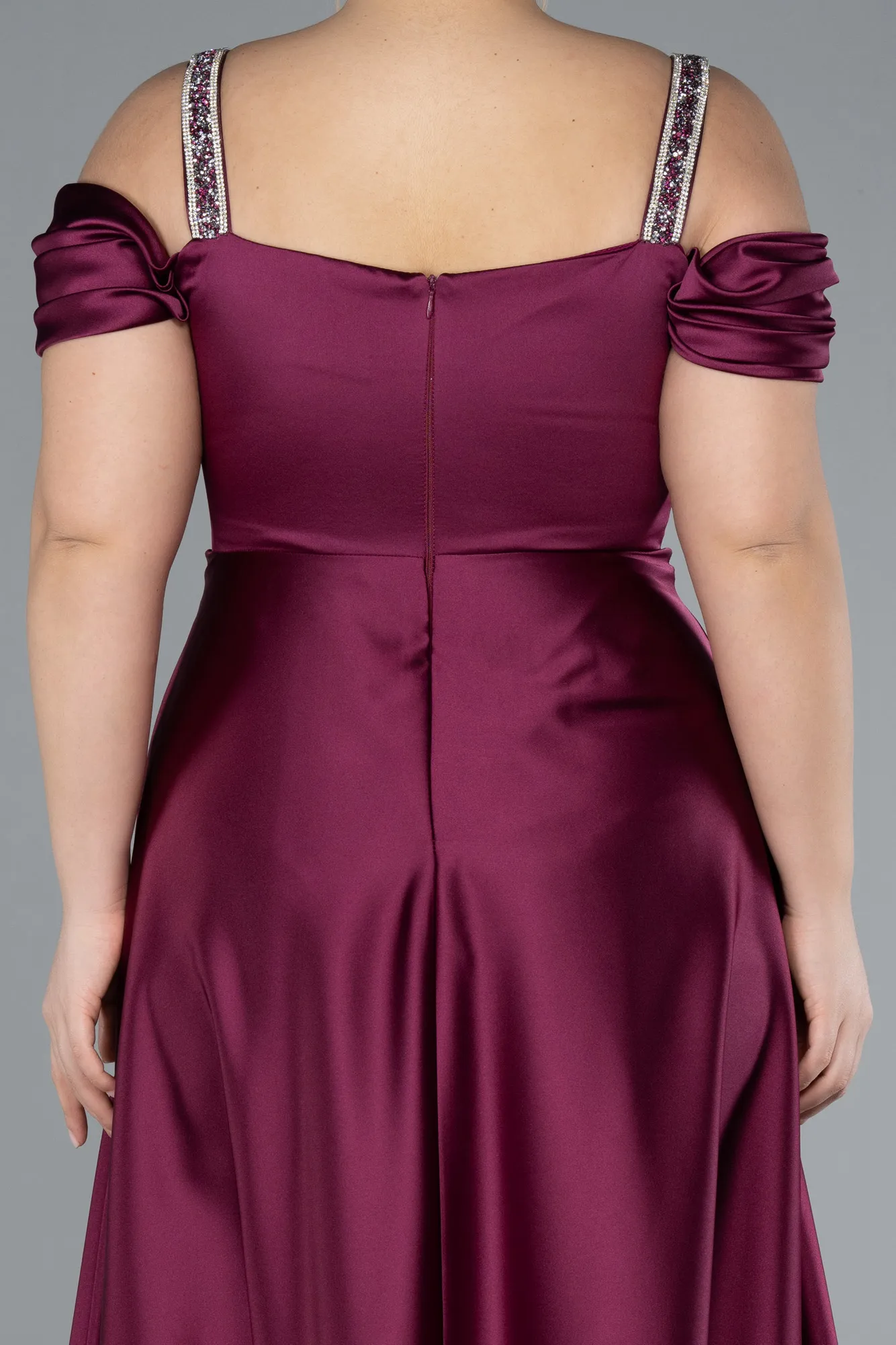 Violet-Long Satin Plus Size Evening Dress ABU3277