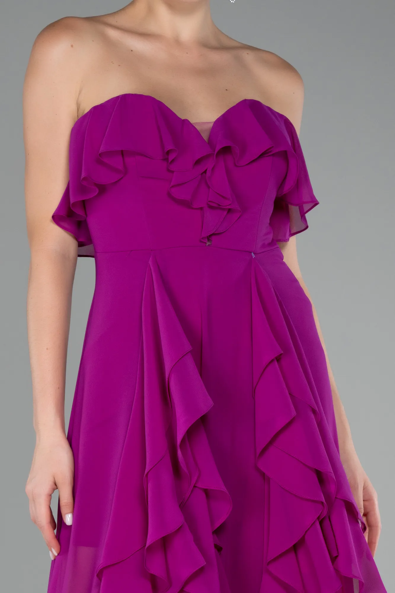 Violet-Strapless Long Chiffon Prom Dress ABU3838