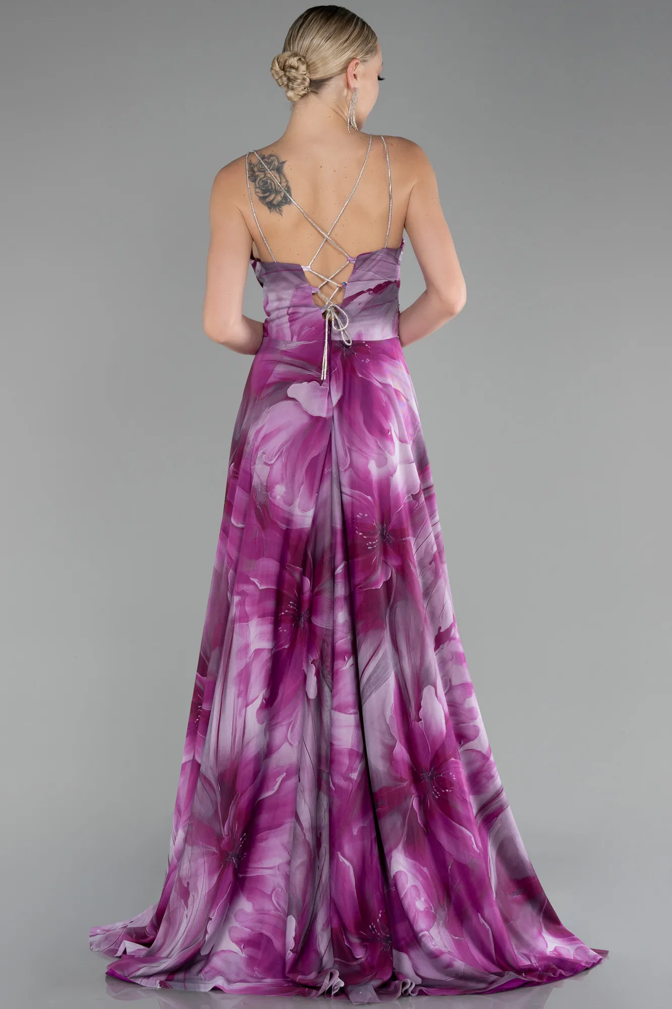 Violet-Strapless Slit Long Empirme Prom Dress ABU4184