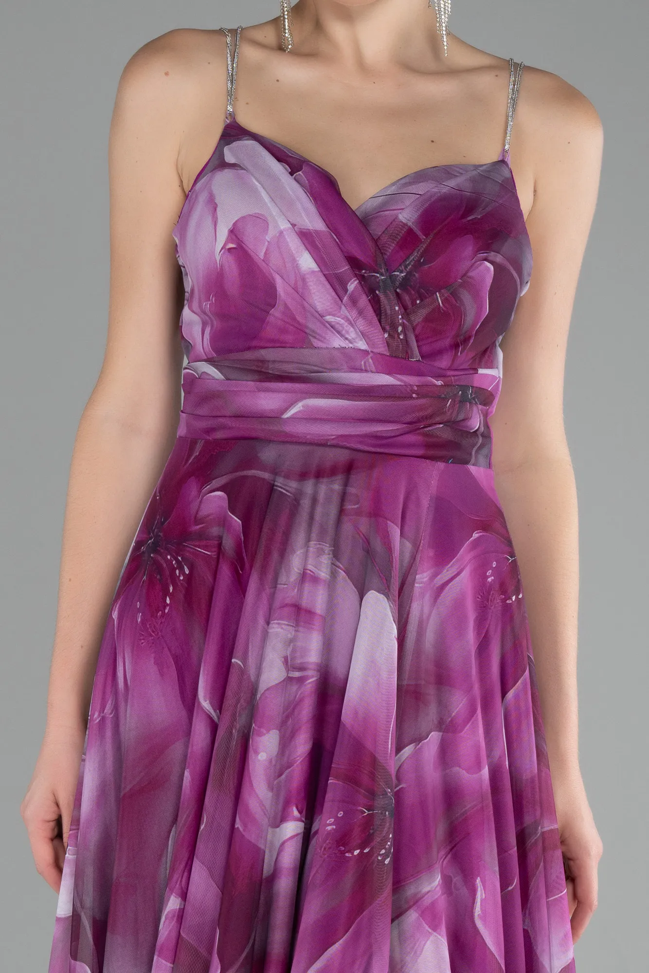 Violet-Strapless Slit Long Empirme Prom Dress ABU4184