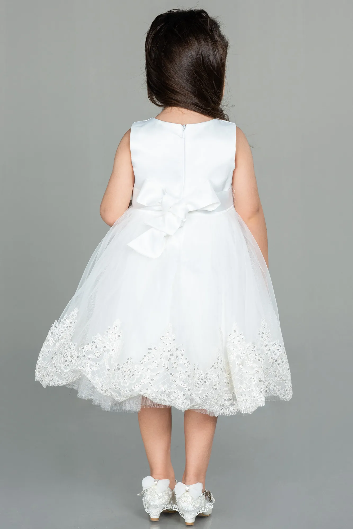 White-Long Girl Dress ABU3037
