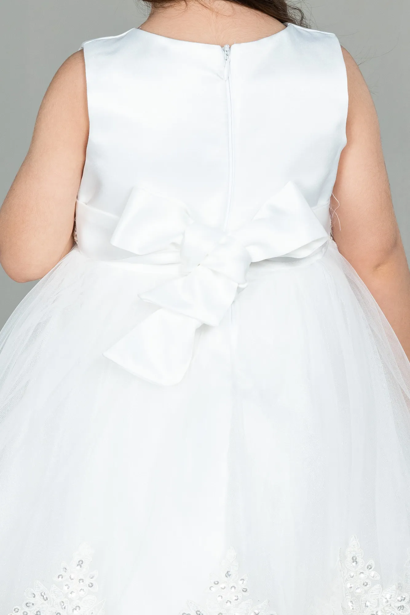 White-Long Girl Dress ABU3037