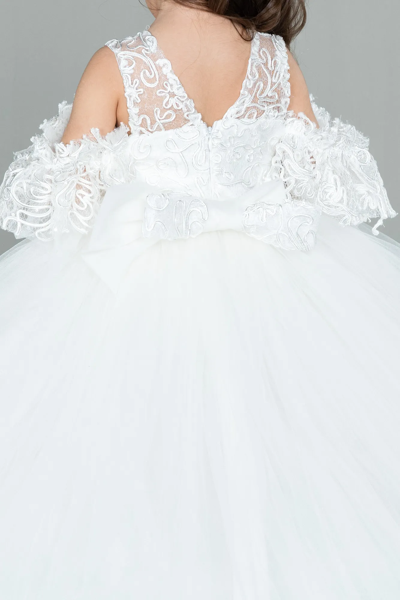 White-Long Kid Wedding Dress ABU3044