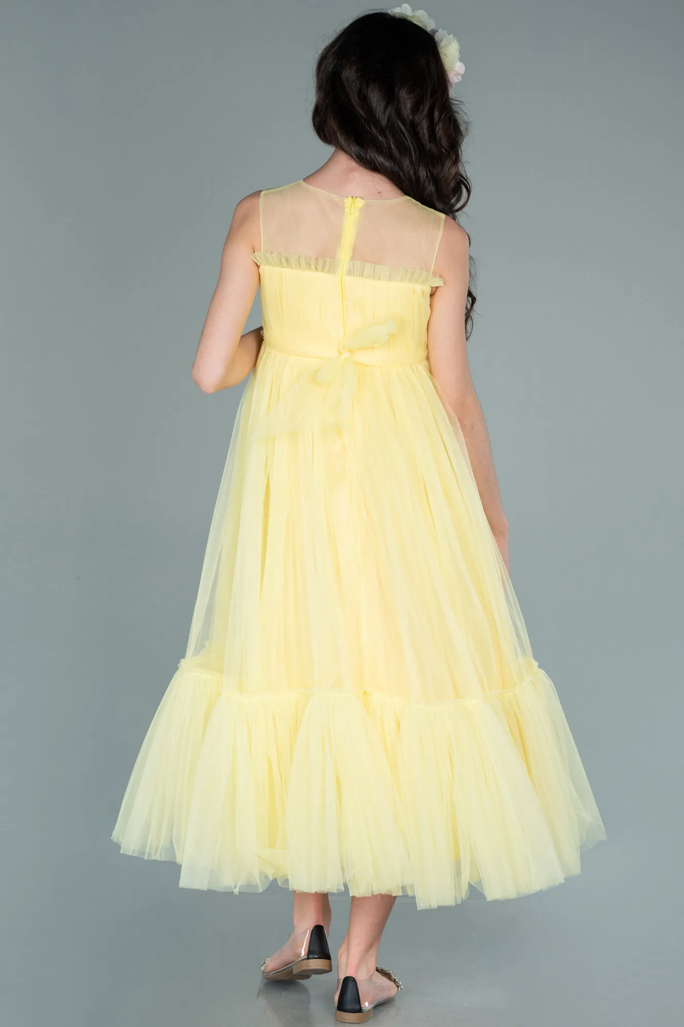 Yellow-Long Girl Dress ABU2291