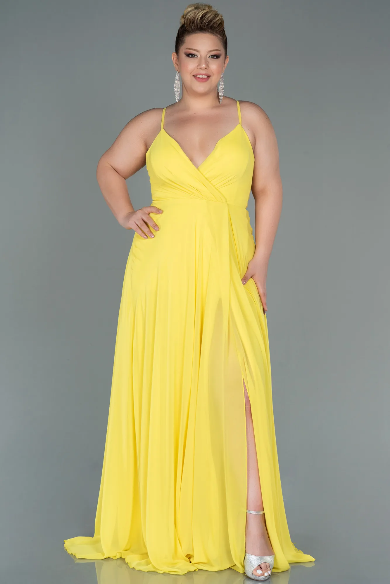 Yellow-Long Plus Size Evening Dress ABU1324
